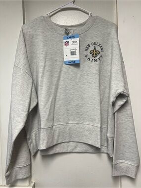 NFL New Orleans Saints Gray Crewneck Sweatshirt with Fleur-de-Lis